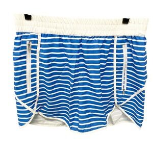 Berry Jane Women's Blue Striped Zipper Pocket Board Swim Shorts Size XL